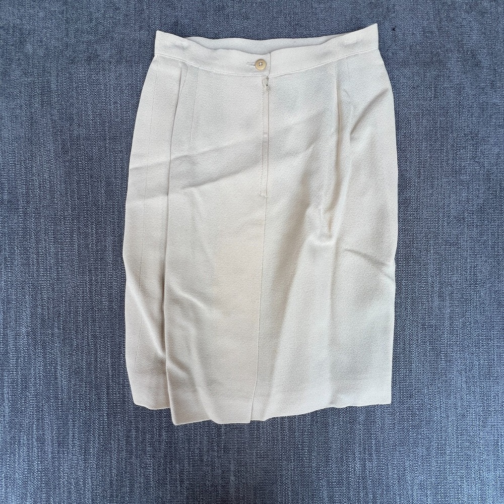Vintage Womens Pencil Skirt Off White Textured Minimalist Business Casual Chic
